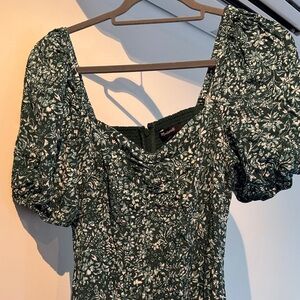 Madewell Green and White Textured Dress